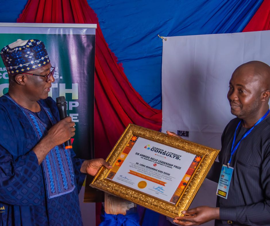 Volunteer member receiving an award of excellence during foundation recognition ceremony